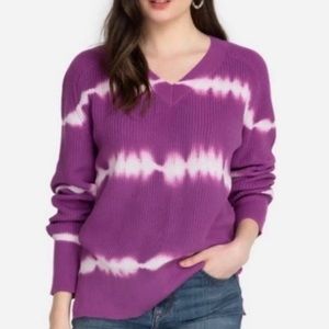 Johnny Was Purple and White Tie Dye Sweater, Large